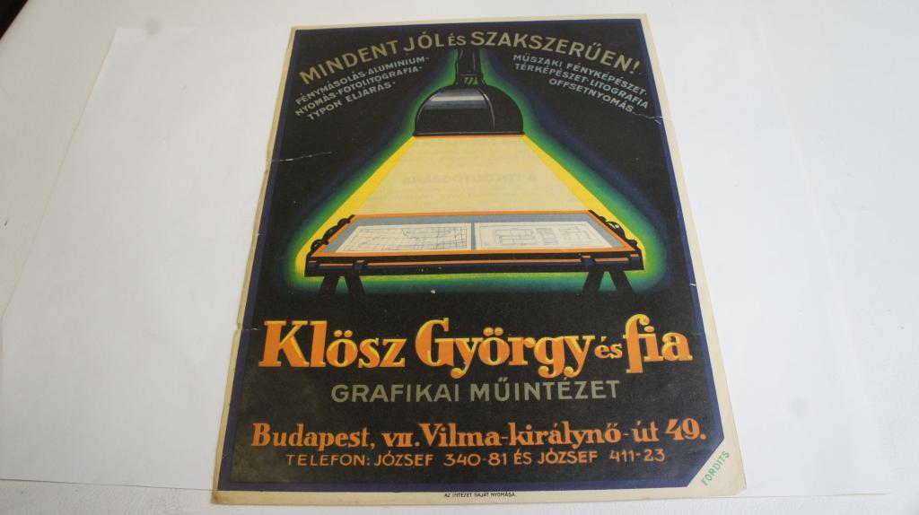Reklám plakát: Klösz György és fia