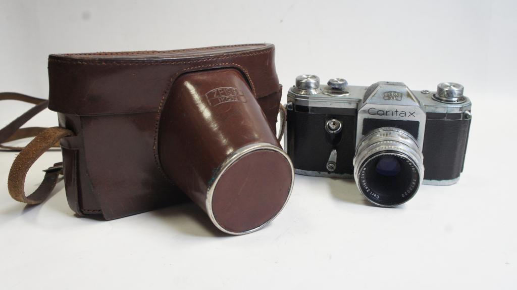 Zeiss Ikon Contax fényképezőgép sz.: 19397, Tessar T 2,8/50mm objektív sz.: 3812020